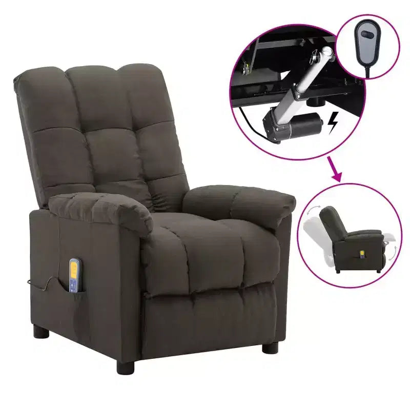 vidaXL Poltrona massaggiante elettrica Grigio scuro