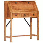 Scrittoio Marrone Legno Massello di Acacia Scrivania Media Rettangolare
