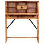 Scrittoio Marrone Legno Massello di Acacia Scrivania Media Rettangolare