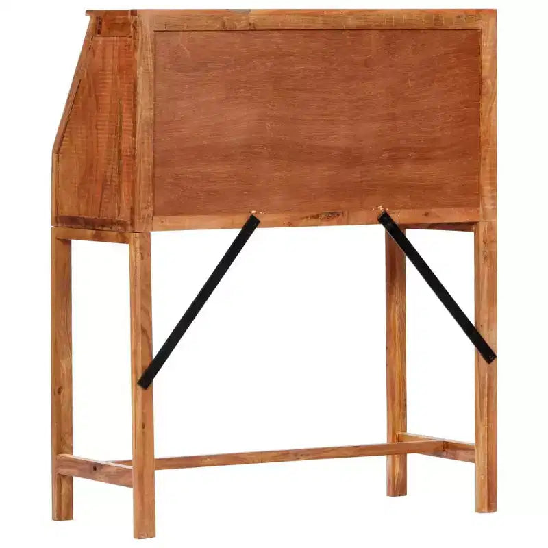 Scrittoio Marrone Legno Massello di Acacia Scrivania Media Rettangolare
