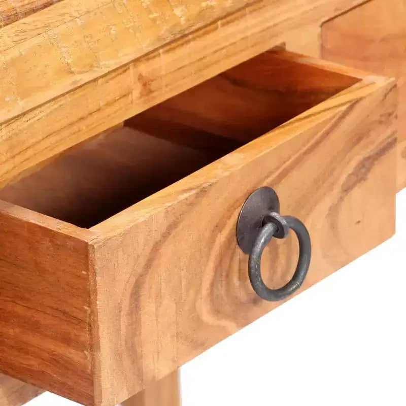 Scrittoio Marrone Legno Massello di Acacia Scrivania Media Rettangolare