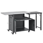 Carrello da cucina pieghevole per esterni Louisa con piano in acciaio inossidabile