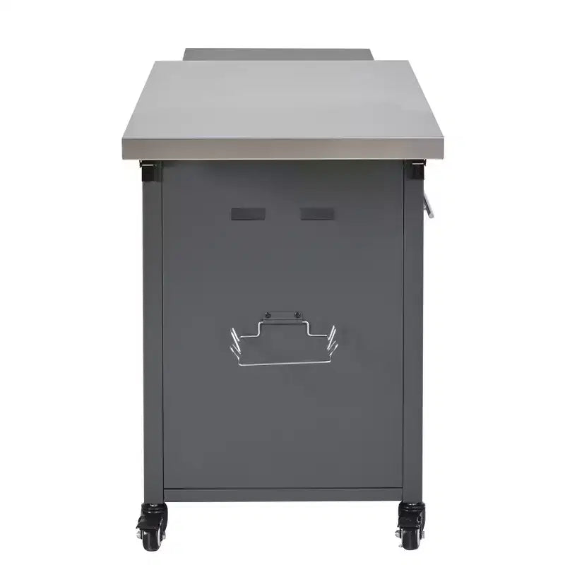 Carrello da cucina pieghevole per esterni Louisa con piano in acciaio inossidabile