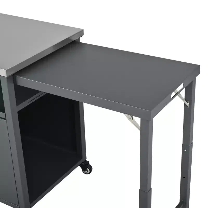 Carrello da cucina pieghevole per esterni Louisa con piano in acciaio inossidabile