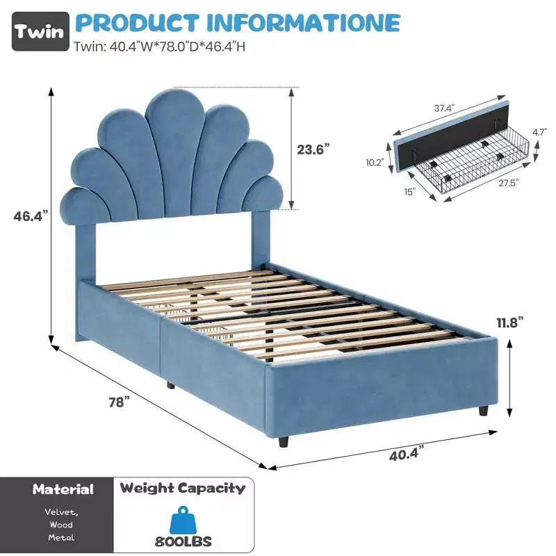 Telaio letto imbottito a una piazza
