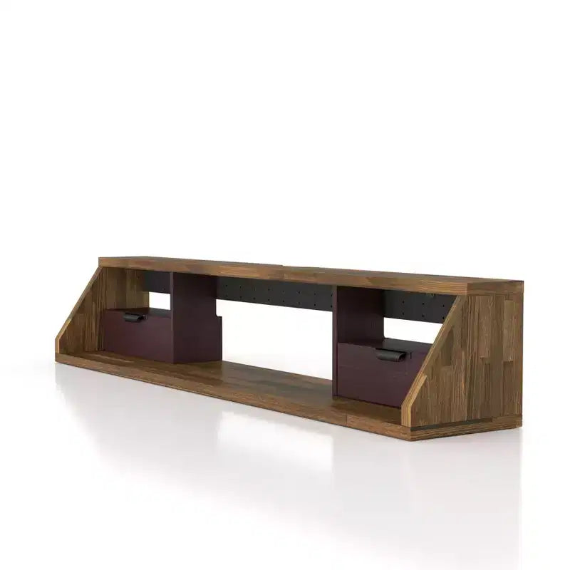 Mobile TV sospeso Fannister per TV fino a 70" Noce americano chiaro - Centro di intrattenimento moderno a parete