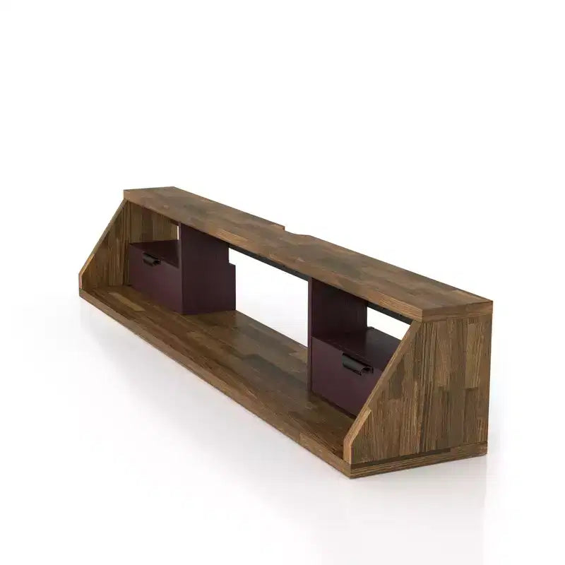 Mobile TV sospeso Fannister per TV fino a 70" Noce americano chiaro - Centro di intrattenimento moderno a parete
