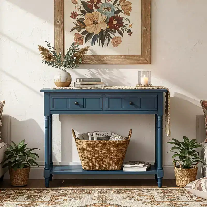 Consolle Classica con Cassetti Contenitori e Ripiano Inferiore-ModernLuxe