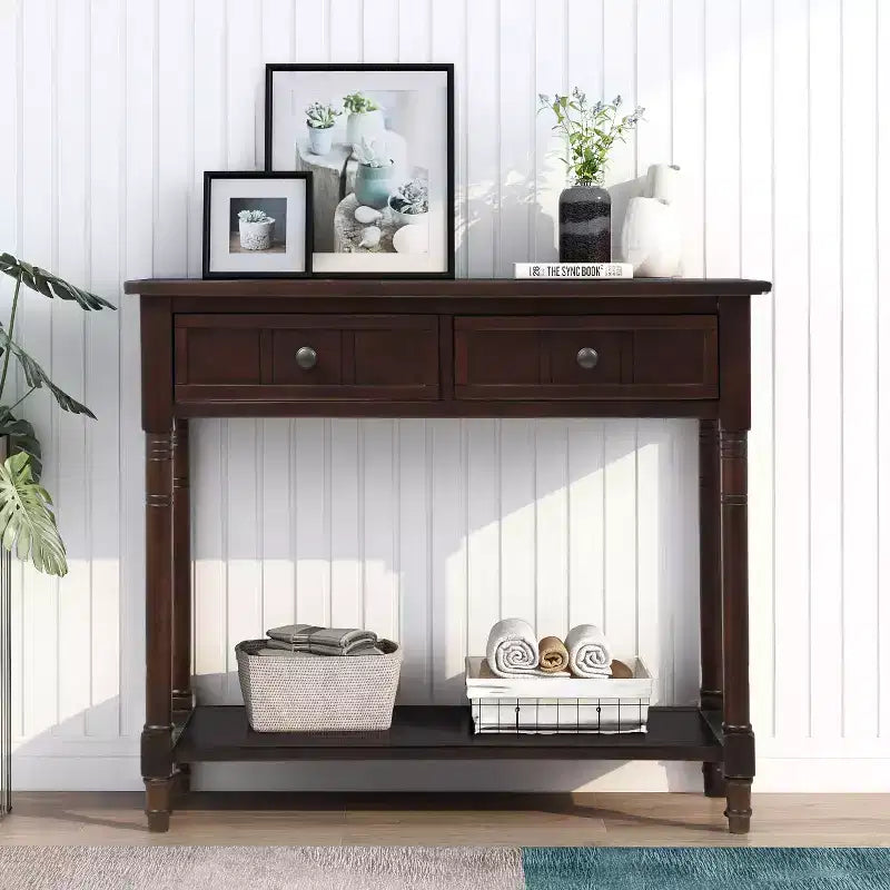 Consolle Classica con Cassetti Contenitori e Ripiano Inferiore-ModernLuxe