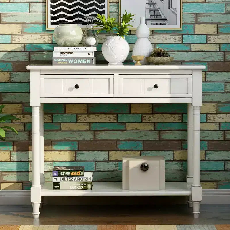 Consolle Classica con Cassetti Contenitori e Ripiano Inferiore-ModernLuxe