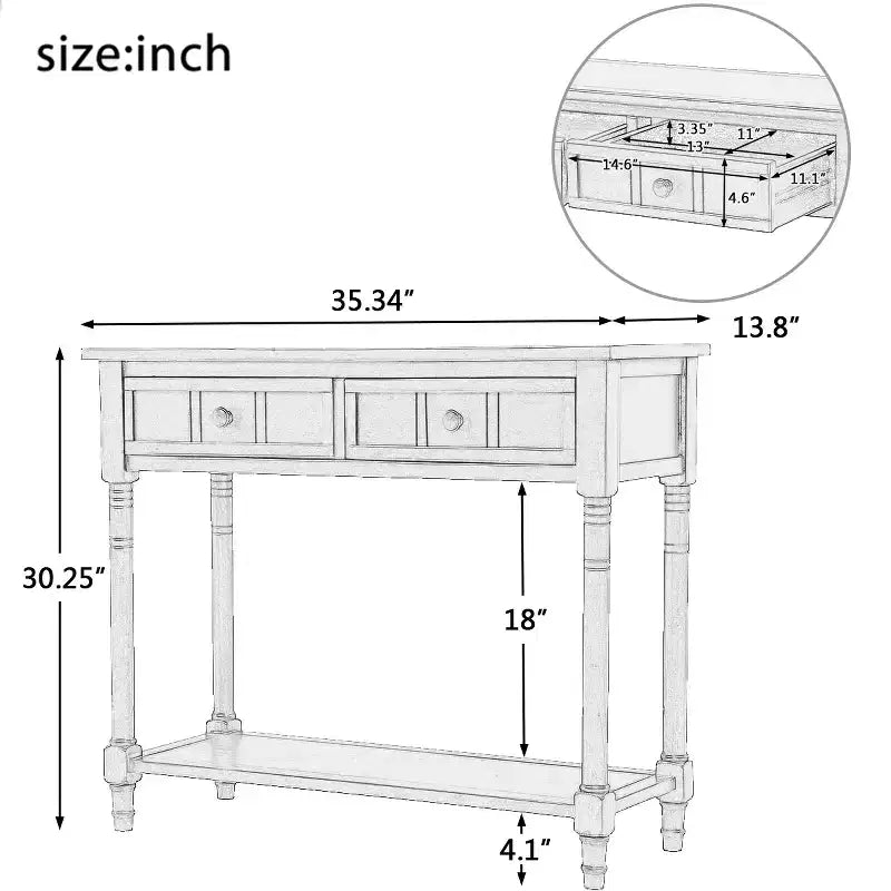 Consolle Classica con Cassetti Contenitori e Ripiano Inferiore-ModernLuxe