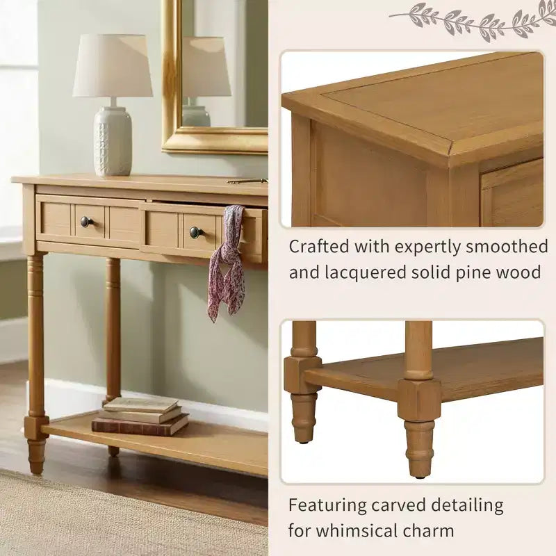 Consolle Classica con Cassetti Contenitori e Ripiano Inferiore-ModernLuxe