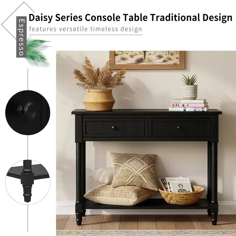 Consolle Classica con Cassetti Contenitori e Ripiano Inferiore-ModernLuxe