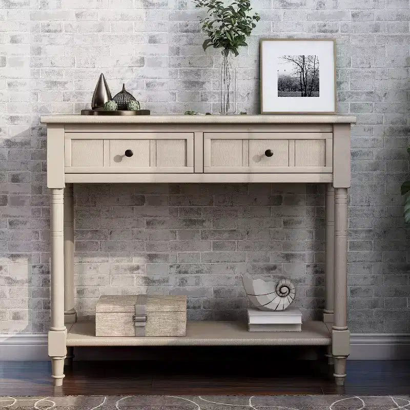 Consolle Classica con Cassetti Contenitori e Ripiano Inferiore-ModernLuxe