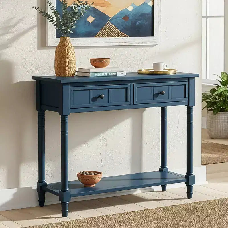 Consolle Classica con Cassetti Contenitori e Ripiano Inferiore-ModernLuxe