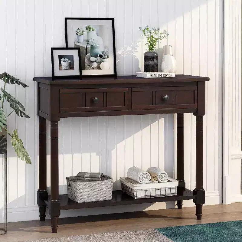 Consolle Classica con Cassetti Contenitori e Ripiano Inferiore-ModernLuxe