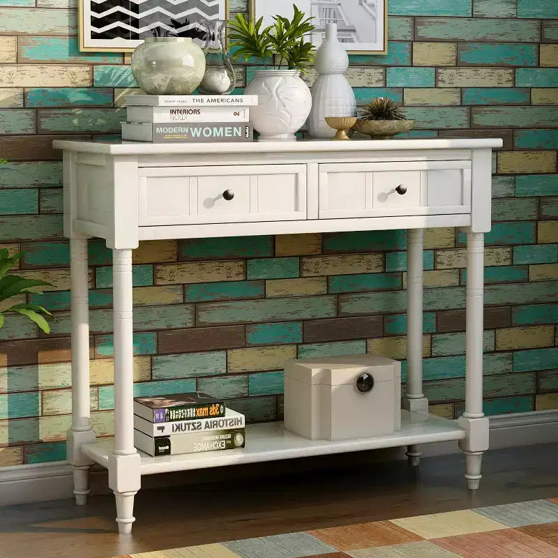 Consolle Classica con Cassetti Contenitori e Ripiano Inferiore-ModernLuxe