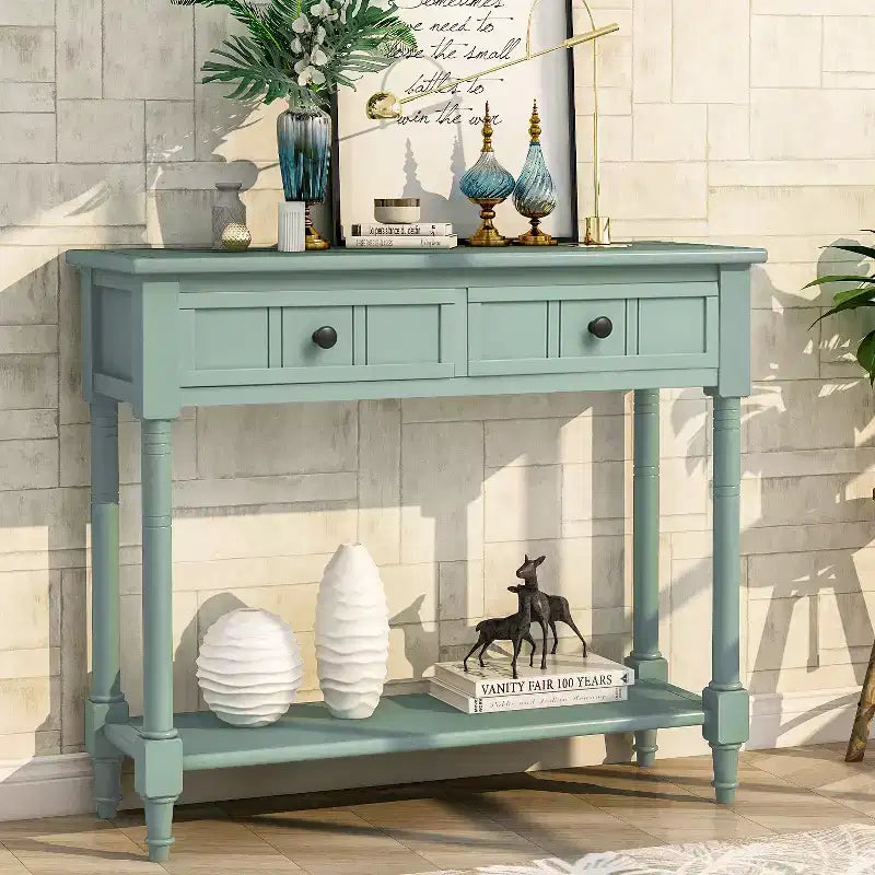 Consolle Classica con Cassetti Contenitori e Ripiano Inferiore-ModernLuxe