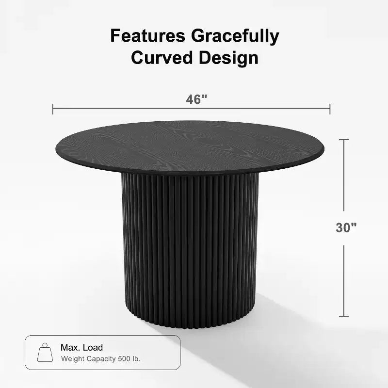 Dovelina 46 Tavolo da pranzo rotondo nero Tavolo da cucina in legno artificiale Base del tavolo di design Tavolo da pranzo personalizzato per 4 persone