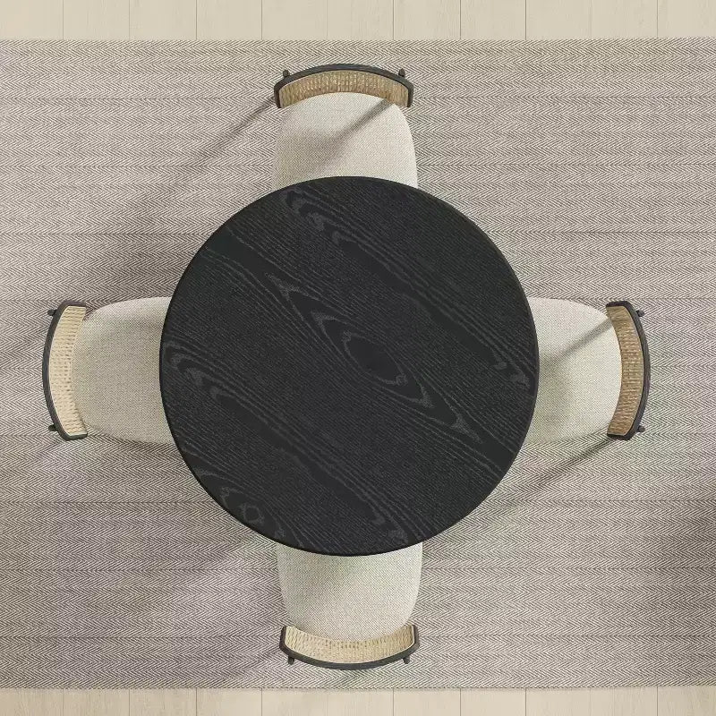 Dovelina 46 Tavolo da pranzo rotondo nero Tavolo da cucina in legno artificiale Base del tavolo di design Tavolo da pranzo personalizzato per 4 persone