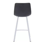 Sgabello da bar LeisureMod Elland 35 in pelle imbottita con base bianca in acciaio inossidabile - Sgabello moderno ad altezza bancone per cucina, bar e pub