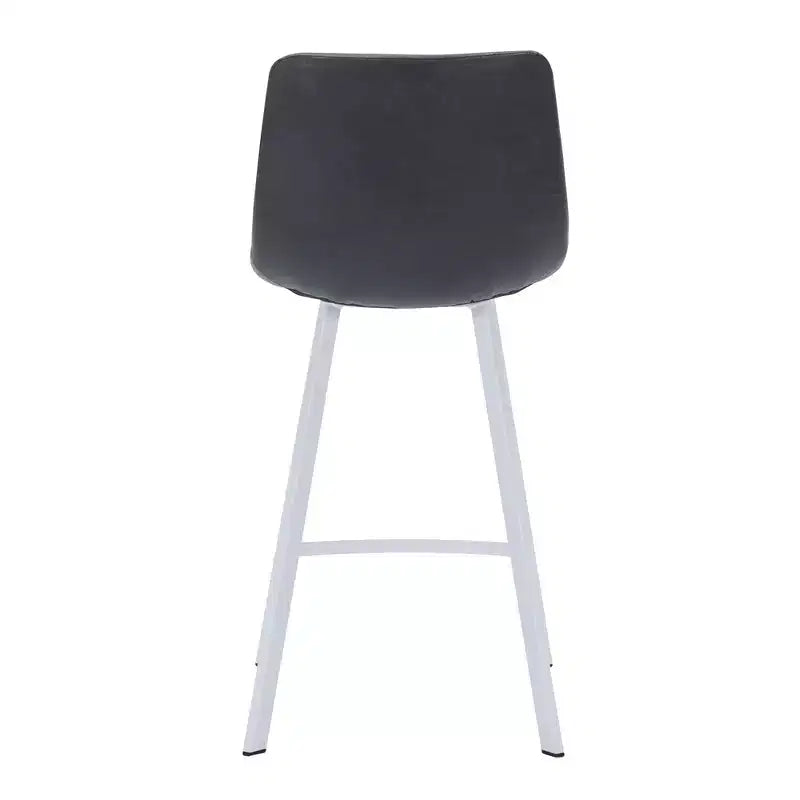Sgabello da bar LeisureMod Elland 35 in pelle imbottita con base bianca in acciaio inossidabile - Sgabello moderno ad altezza bancone per cucina, bar e pub