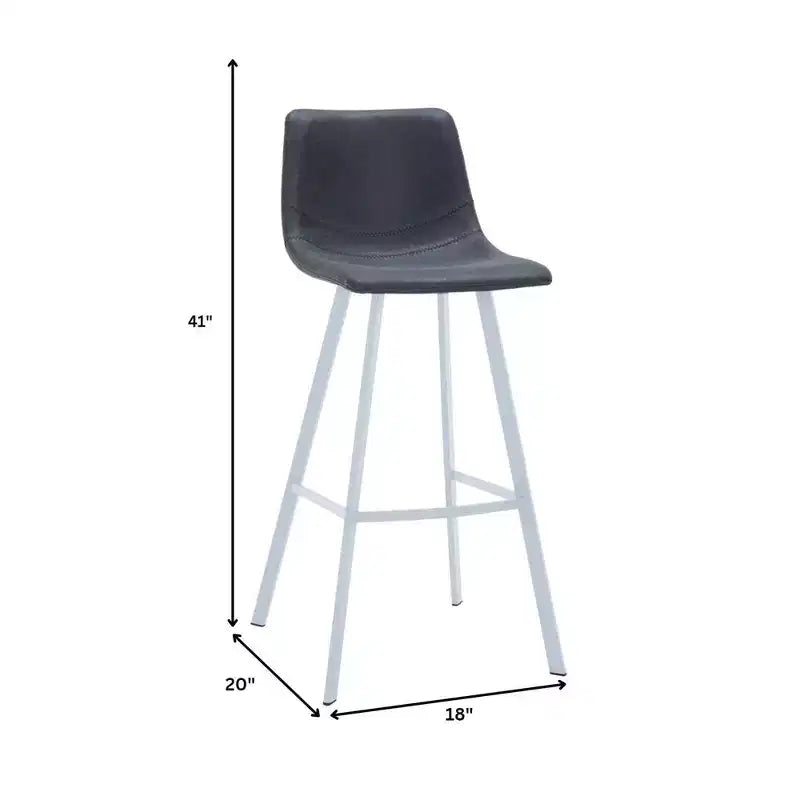 Sgabello da bar LeisureMod Elland 35 in pelle imbottita con base bianca in acciaio inossidabile - Sgabello moderno ad altezza bancone per cucina, bar e pub