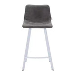 Sgabello da bar LeisureMod Elland 35 in pelle imbottita con base bianca in acciaio inossidabile - Sgabello moderno ad altezza bancone per cucina, bar e pub