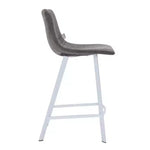 Sgabello da bar LeisureMod Elland 35 in pelle imbottita con base bianca in acciaio inossidabile - Sgabello moderno ad altezza bancone per cucina, bar e pub