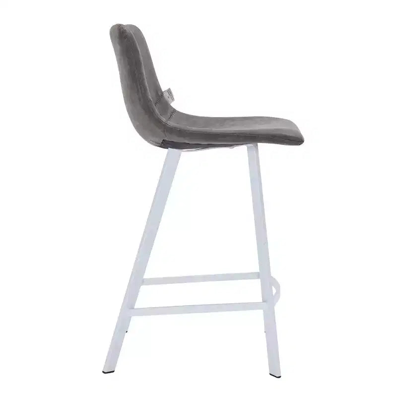 Sgabello da bar LeisureMod Elland 35 in pelle imbottita con base bianca in acciaio inossidabile - Sgabello moderno ad altezza bancone per cucina, bar e pub