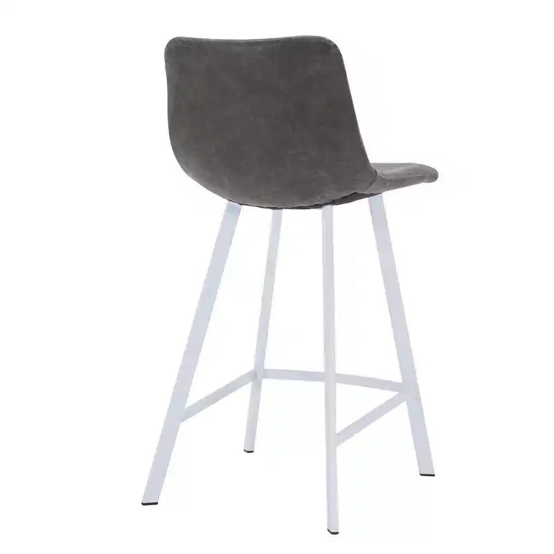 Sgabello da bar LeisureMod Elland 35 in pelle imbottita con base bianca in acciaio inossidabile - Sgabello moderno ad altezza bancone per cucina, bar e pub