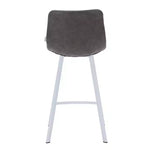 Sgabello da bar LeisureMod Elland 35 in pelle imbottita con base bianca in acciaio inossidabile - Sgabello moderno ad altezza bancone per cucina, bar e pub