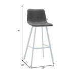 Sgabello da bar LeisureMod Elland 35 in pelle imbottita con base bianca in acciaio inossidabile - Sgabello moderno ad altezza bancone per cucina, bar e pub