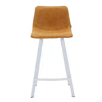 Sgabello da bar LeisureMod Elland 35 in pelle imbottita con base bianca in acciaio inossidabile - Sgabello moderno ad altezza bancone per cucina, bar e pub