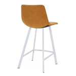 Sgabello da bar LeisureMod Elland 35 in pelle imbottita con base bianca in acciaio inossidabile - Sgabello moderno ad altezza bancone per cucina, bar e pub