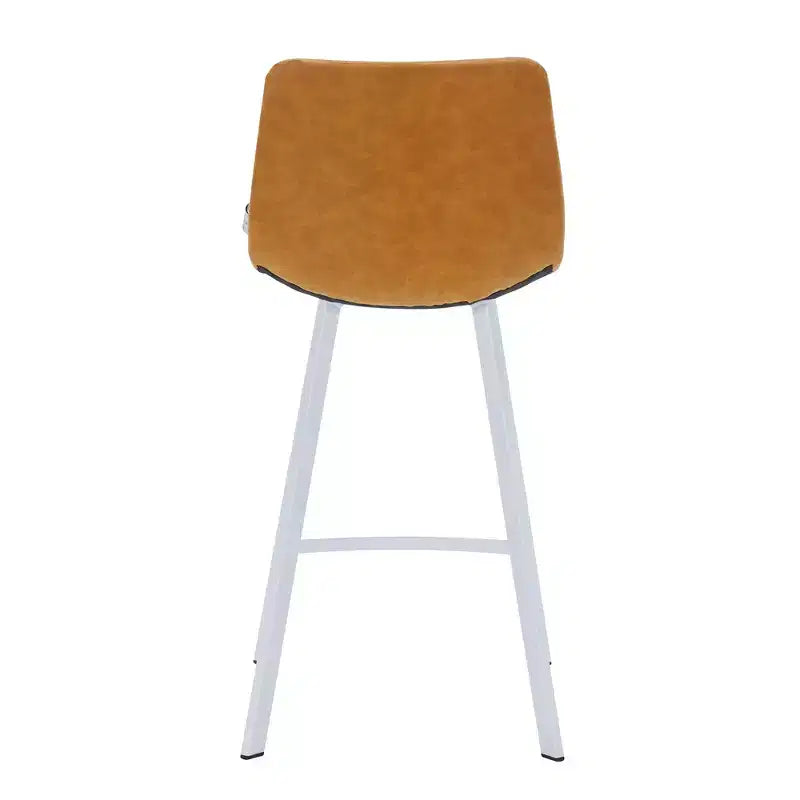 Sgabello da bar LeisureMod Elland 35 in pelle imbottita con base bianca in acciaio inossidabile - Sgabello moderno ad altezza bancone per cucina, bar e pub