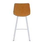 Sgabello da bar LeisureMod Elland 35 in pelle imbottita con base bianca in acciaio inossidabile - Sgabello moderno ad altezza bancone per cucina, bar e pub