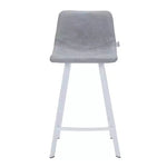 Sgabello da bar LeisureMod Elland 35 in pelle imbottita con base bianca in acciaio inossidabile - Sgabello moderno ad altezza bancone per cucina, bar e pub