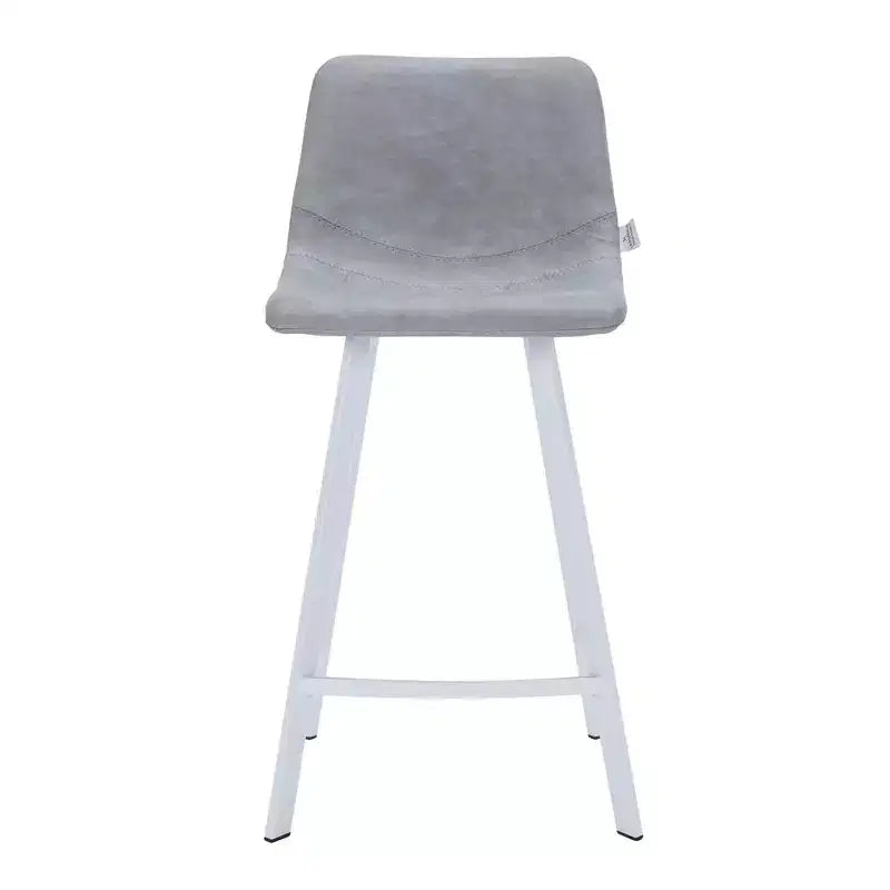 Sgabello da bar LeisureMod Elland 35 in pelle imbottita con base bianca in acciaio inossidabile - Sgabello moderno ad altezza bancone per cucina, bar e pub