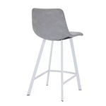 Sgabello da bar LeisureMod Elland 35 in pelle imbottita con base bianca in acciaio inossidabile - Sgabello moderno ad altezza bancone per cucina, bar e pub