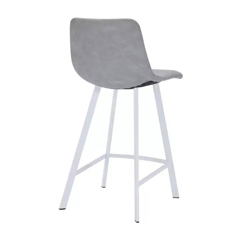 Sgabello da bar LeisureMod Elland 35 in pelle imbottita con base bianca in acciaio inossidabile - Sgabello moderno ad altezza bancone per cucina, bar e pub