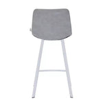 Sgabello da bar LeisureMod Elland 35 in pelle imbottita con base bianca in acciaio inossidabile - Sgabello moderno ad altezza bancone per cucina, bar e pub