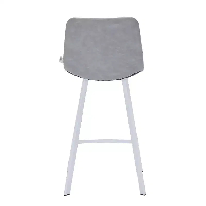 Sgabello da bar LeisureMod Elland 35 in pelle imbottita con base bianca in acciaio inossidabile - Sgabello moderno ad altezza bancone per cucina, bar e pub