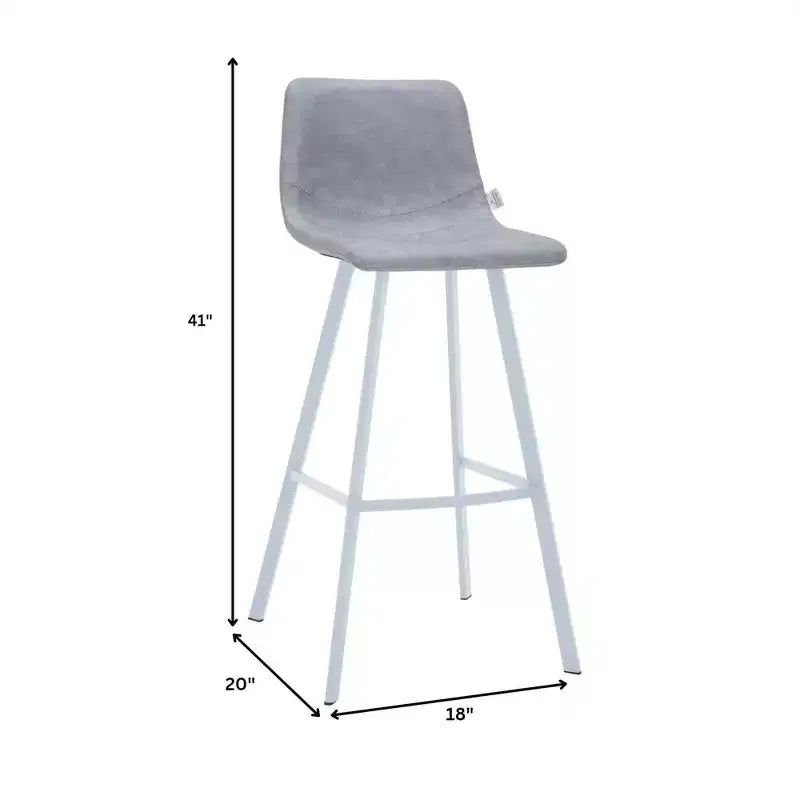 Sgabello da bar LeisureMod Elland 35 in pelle imbottita con base bianca in acciaio inossidabile - Sgabello moderno ad altezza bancone per cucina, bar e pub