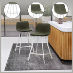 Sgabello da bar LeisureMod Elland 35 in pelle imbottita con base bianca in acciaio inossidabile - Sgabello moderno ad altezza bancone per cucina, bar e pub