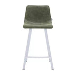 Sgabello da bar LeisureMod Elland 35 in pelle imbottita con base bianca in acciaio inossidabile - Sgabello moderno ad altezza bancone per cucina, bar e pub