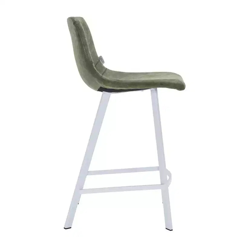 Sgabello da bar LeisureMod Elland 35 in pelle imbottita con base bianca in acciaio inossidabile - Sgabello moderno ad altezza bancone per cucina, bar e pub