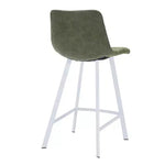 Sgabello da bar LeisureMod Elland 35 in pelle imbottita con base bianca in acciaio inossidabile - Sgabello moderno ad altezza bancone per cucina, bar e pub