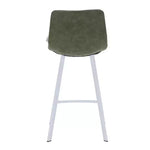 Sgabello da bar LeisureMod Elland 35 in pelle imbottita con base bianca in acciaio inossidabile - Sgabello moderno ad altezza bancone per cucina, bar e pub