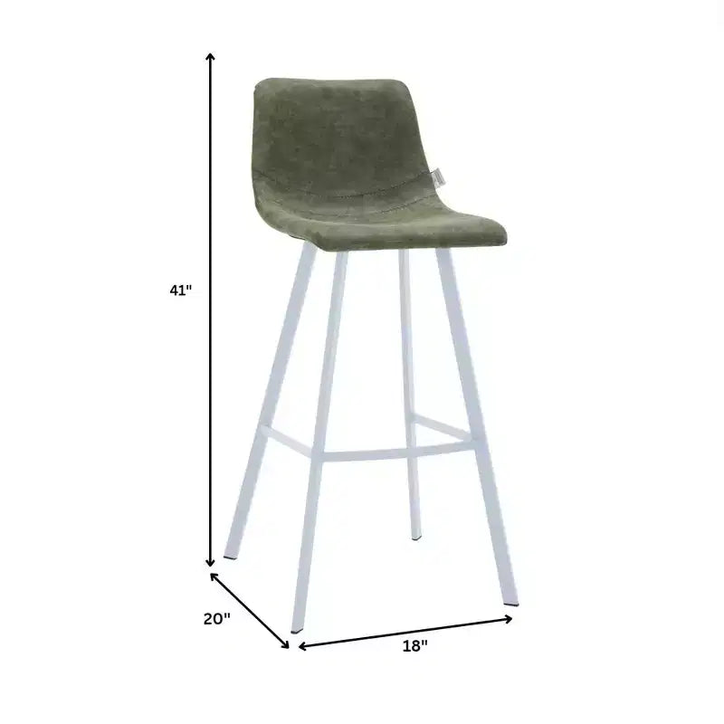 Sgabello da bar LeisureMod Elland 35 in pelle imbottita con base bianca in acciaio inossidabile - Sgabello moderno ad altezza bancone per cucina, bar e pub